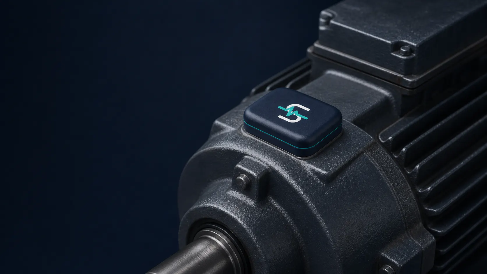 Concept visual of a round Sapien Tech Predict sensor on an industrial motor